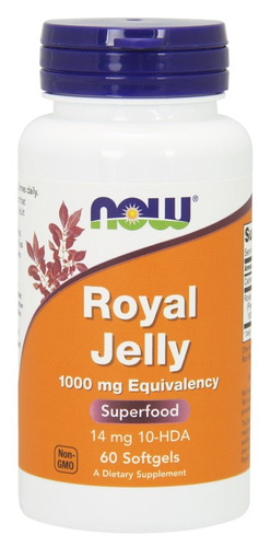 Now Foods Mleczko Pszczele 1000mg Equivalency Wspomaga Układ Odpornościowy i Krążenia 60 Kapsułek