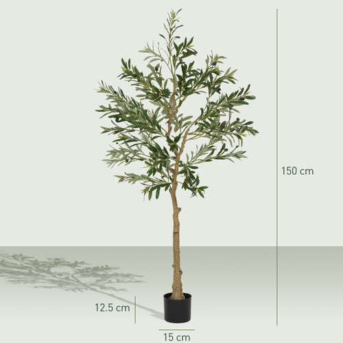 HOMCOM Set of Two Silk Leaf Artificial Olive Trees