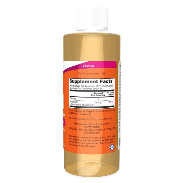 Now Foods Vitamin E Natural Liquid with Mixed Tocopherols Supports Immunity 118ml