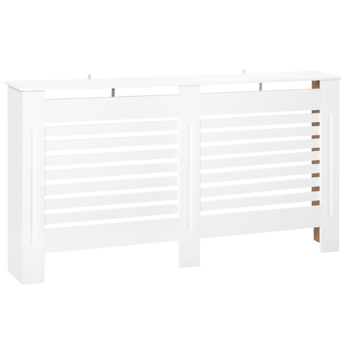 HOMCOM Radiator Cover, Modern MDF White Painted Cabinet with Horizontal Slats for Living Room, Bedroom, 172L x 19W x 81H cm