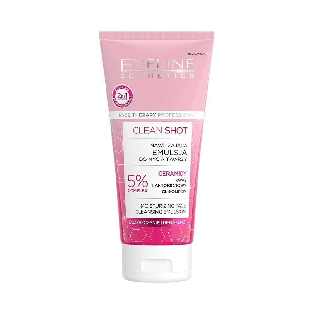 Eveline Clean Shot Nawilżająca Emulsja do Mycia Twarzy 150ml