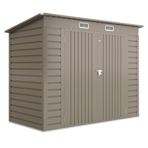 Outsunny 3.7 x 7.9ft Galvanised Steel Shed, with Latched Door and Padlock - Light Grey