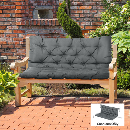 Outsunny Garden Bench Cushion, 2 Seater Swing Chair Cushion, Seat Pad with Ties for Indoor and Outdoor Use, 110 x 120 cm, Dark Grey