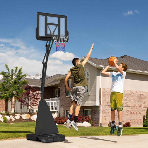 SPORTNOW 245-305cm Adjustable Basketball Hoop and Stand, with Wheels, Black