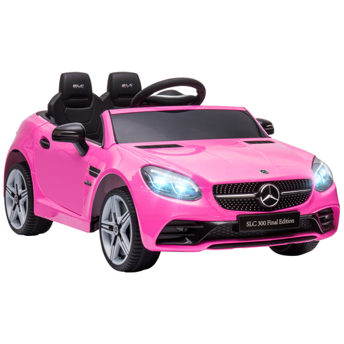 HOMCOM Benz SLC 300  Licensed 12V Kids Electric Ride On, with Music, Remote Control, LED Headlights, Horn, Pink