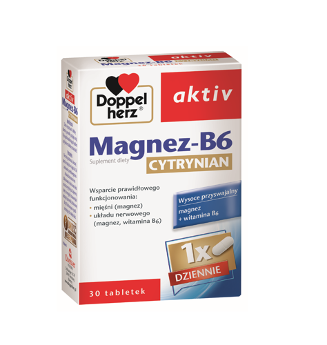 Doppelherz Aktiv Magnez B6 Cytrynian Zmęczenie Poprawa Układu Nerwowego 30tabl.