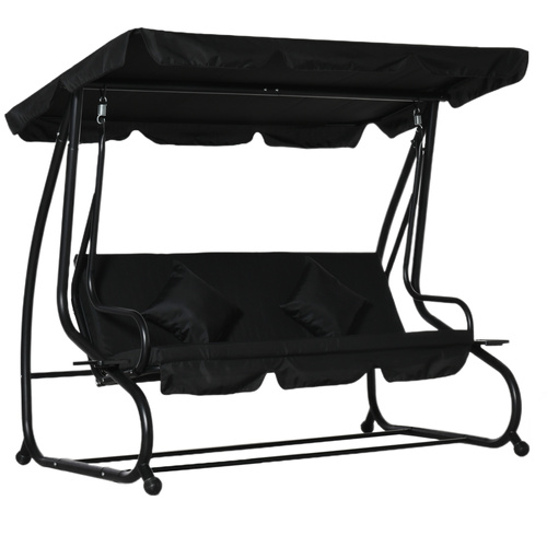 Outsunny Three-Seater Garden Swing Bed - Black