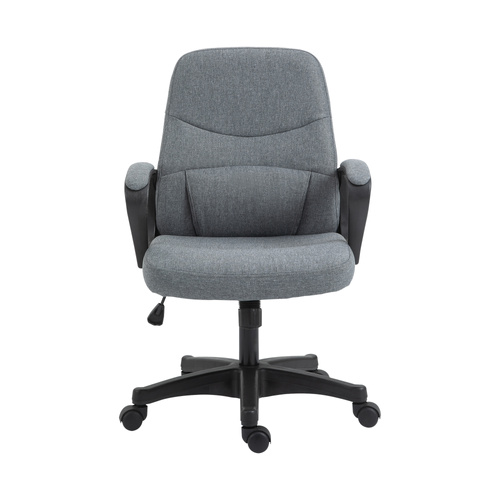 Vinsetto Office Chair, Fabric Desk Chair Mid Back Work Study Chair with Massage Lumbar Support, Adjustable Height and Swivel Wheels, Grey