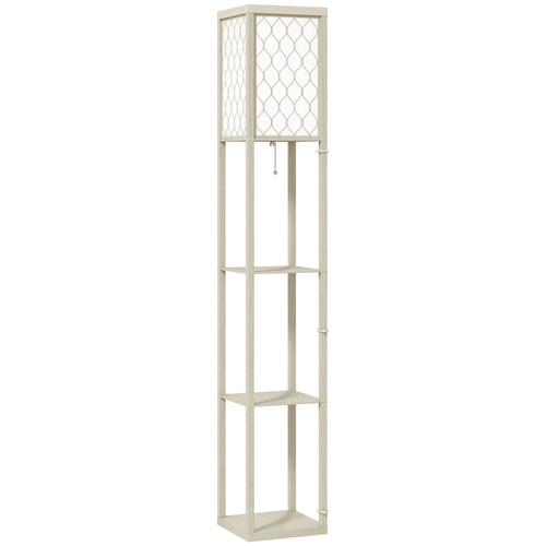 HOMCOM Three-Shelf Standing Lamp - Oak/White