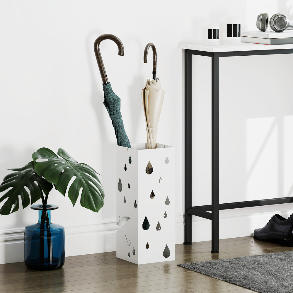 HOMCOM Six-Umbrella Steel Holder Stand - White