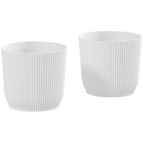 Outsunny Set of Two Ф22cm Planters - White