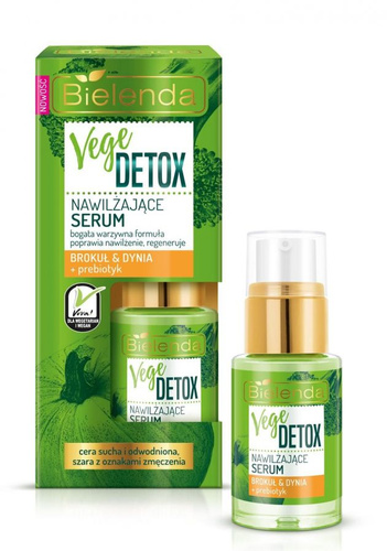 Bielenda Vege Detox Moisturizing Face Serum with Broccoli Pumpkin and Prebiotic for Dry Skin 15ml