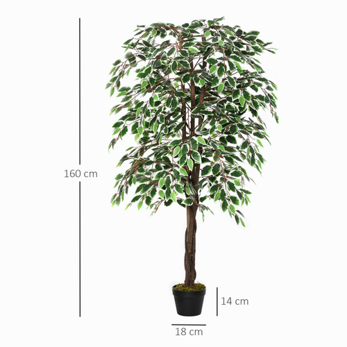 Outsunny Artificial Plant in Pot, Fake Plant for Home Indoor Decor, 160cm, Green