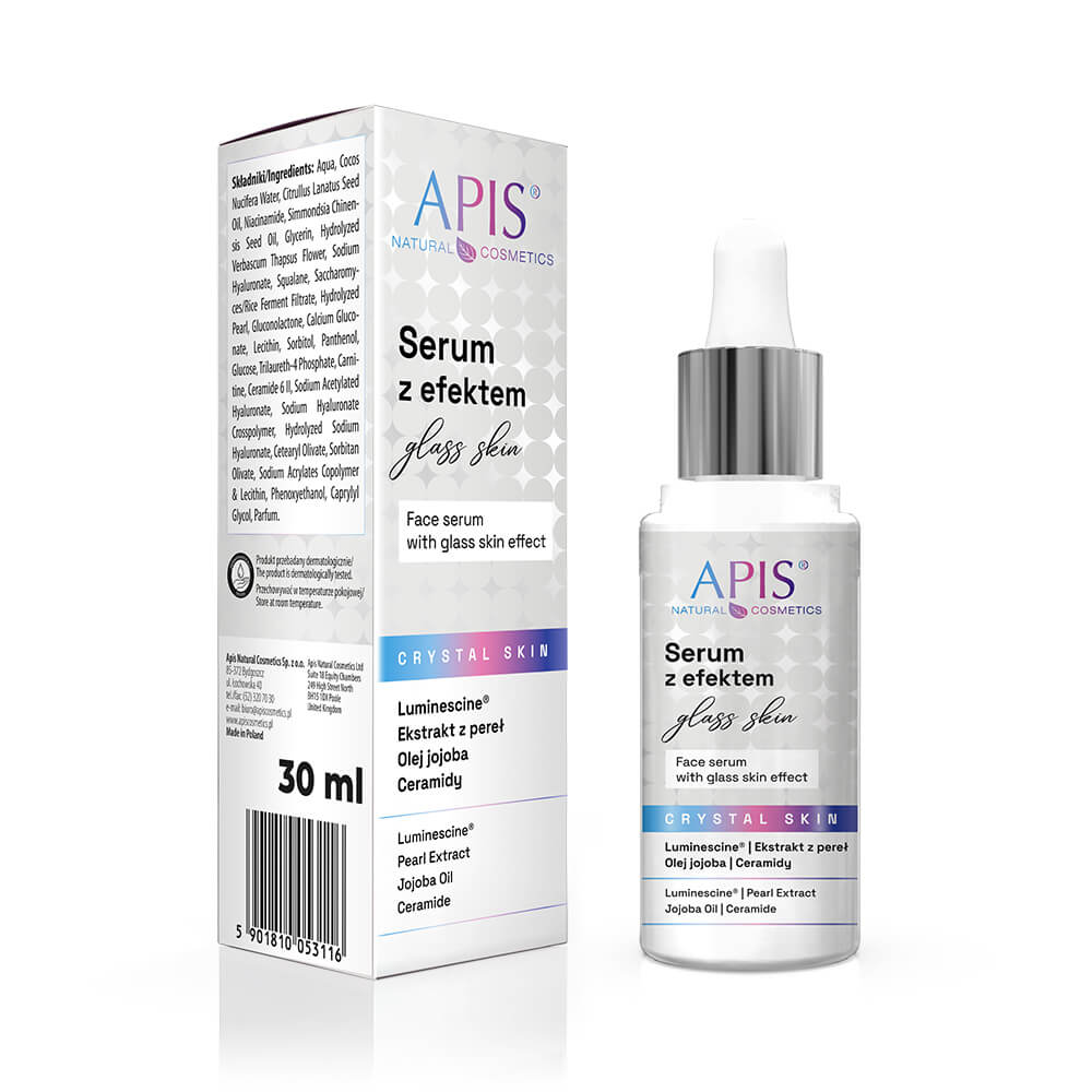 Apis Crystal Skin Serum do Twarzy z Efektem Glass Skin dla Skóry Suchej Matowej 30ml