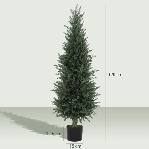 HOMCOM Set of Two Artificial Cypress Trees - Green