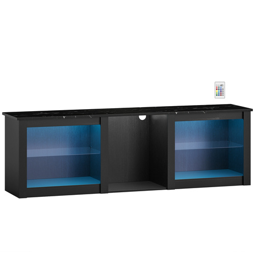 HOMCOM 65" TV Stand, with LED Lights and Storage - Black