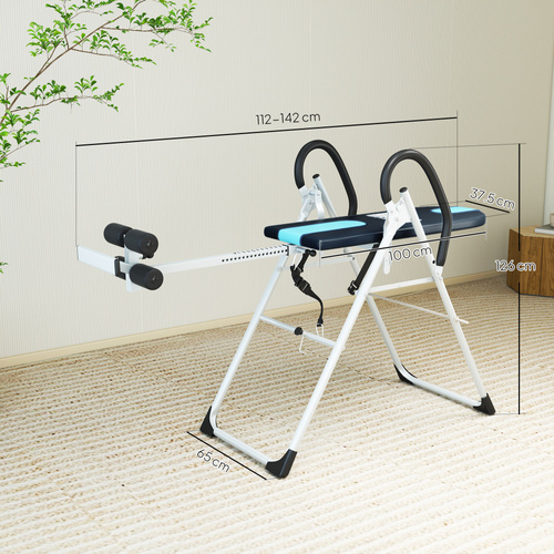 HOMCOM Foldable Gravity Inversion Table Back Therapy Home Fitness Bench Black