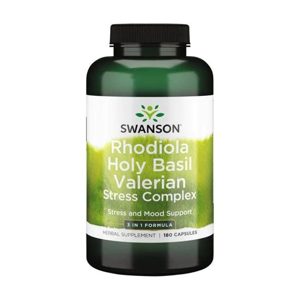 Swanson Rhodiola Holy Basil & Valerian for Stress Support 180 Capsules