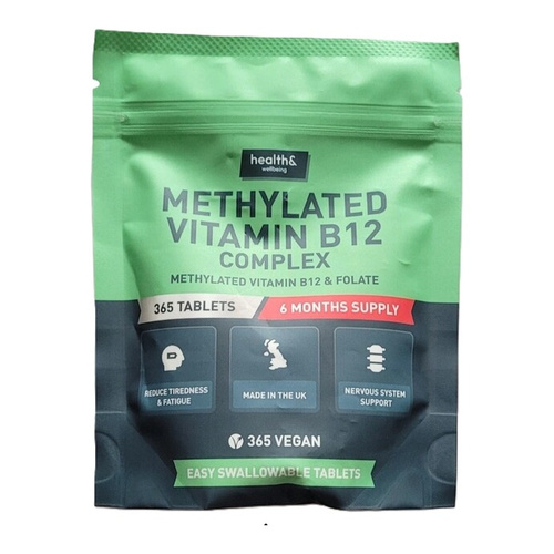 Health&Wellbeing Metylowany Kompleks Witaminy B12 365 Tabletek