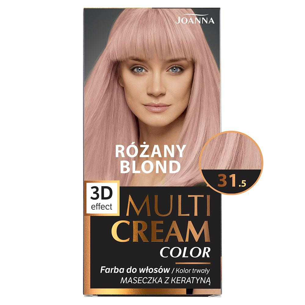 Joanna Multi Cream Trwały Intensywny Kolor Włosów Farba Pielęgnująca 31.5 Różany Blond 60x40x20g