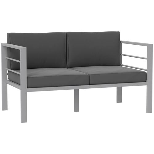 Outsunny Two-Seater Aluminium Garden Sofa - Grey