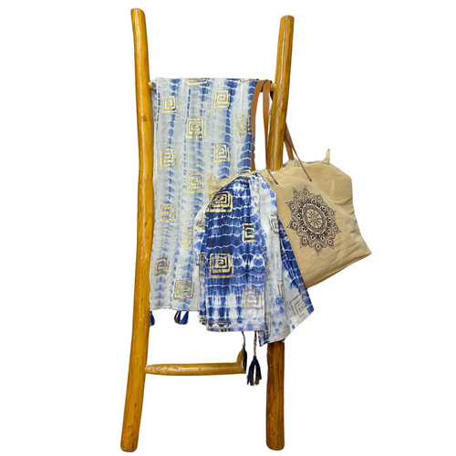 Nomad Sari Pareo – Blue Tie Dye & Block Print