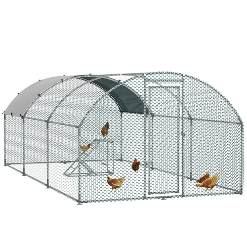 PawHut Walk In Chicken Run with Chicken Activity Shelf and Cover, 2.8 x 5.7 x 2m