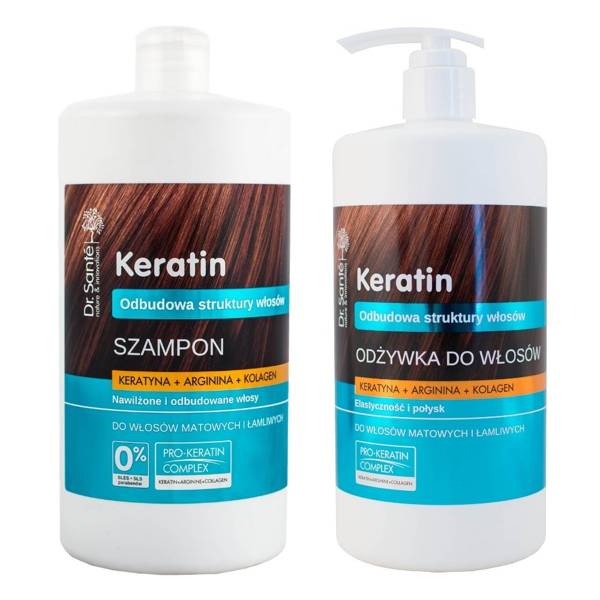 Dr. Sante Keratin Hair Shampoo and Conditioner with Keratin Arginine Collagen 2x1000ml