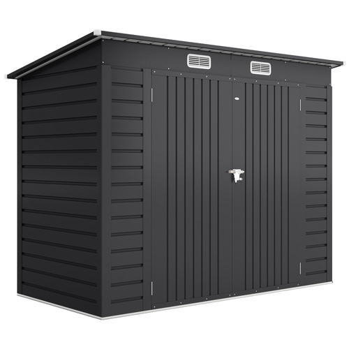 Outsunny 3.7 x 7.9ft Galvanised Steel Shed, with Latched Door and Padlock - Grey
