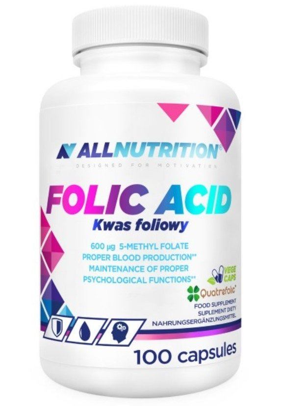 Allnutrition Kwas Foliowy 600mcg Metylowany dla Kobiet 100 Kapsułek