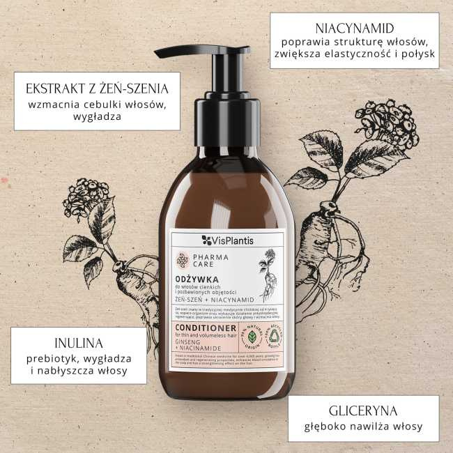 Vis Plantis Pharma Care Ginseng and Niacinamide Conditioner for Thin Hair 300ml Best Before 21.02.26