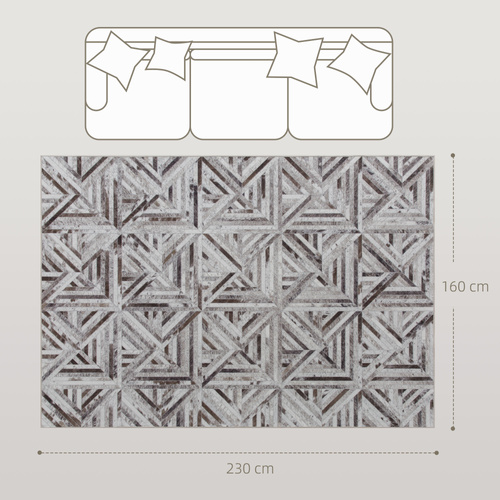 HOMCOM Modern Area Rug, Triangle Pattern Non-Slip Washable Rug, Chenille Floor Carpet for Living Room, Bedroom, Dining Room, Home Office, 230 x 160 cm, Brown