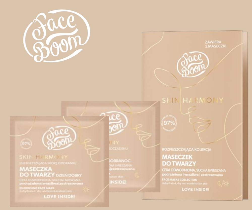 FaceBoom Skin Harmony Love Inside Pampering Day and Night Masks for Dry and Dehydrated Skin 2x5g