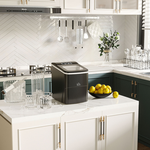 HOMCOM 12kg Countertop Ice Cube Machine, with Scoop - Black