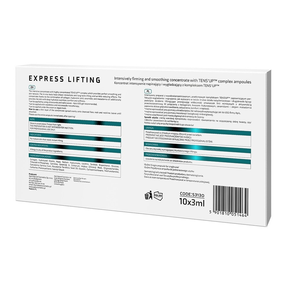 Apis Professional Express Lifting Intensively Firming and Smoothing Ampoules for Microneedle Mesotherapy 10x3ml