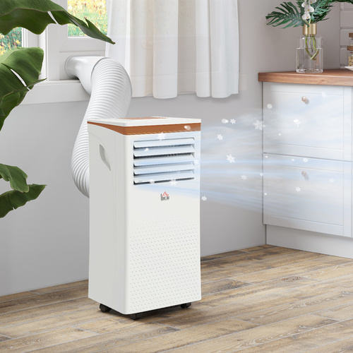 HOMCOM Portable Air Conditioner 10000 BTU, 4-in-1 Mobile Air Conditioning Unit with Cooling, Fan, Dehumidifier & Sleep Mode, LED Display, Remote Control, 24H Timer, Window Kit for Rooms up to 30㎡