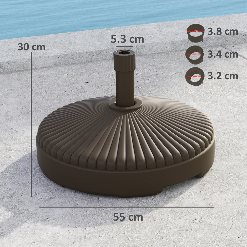 Outsunny Garden Parasol Base Holder, 28kg Sand Filled, 23kg Water Filled, Sun Umbrella Base Outdoor Umbrella Stand Weight, Brown