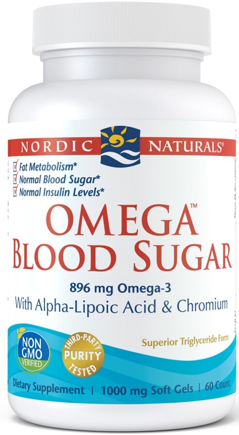 Nordic Naturals Omega Blood Sugar 896mg Wspiera Zdrowy Poziom Cukru we Krwi 60 Kapsułek