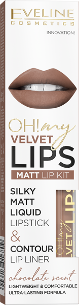 Eveline Oh My Velvet Lips Matt Liquid Lipstick and Lip Liner No. 14 Choco Truffle 4.5ml
