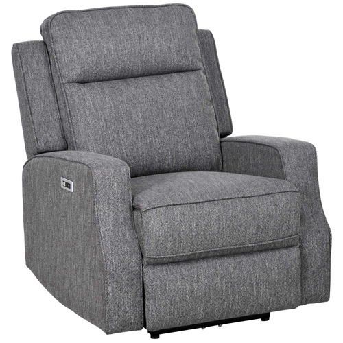 HOMCOM 150° Electric Reclining Chair, with USB port and Footrest - Charcoal Grey