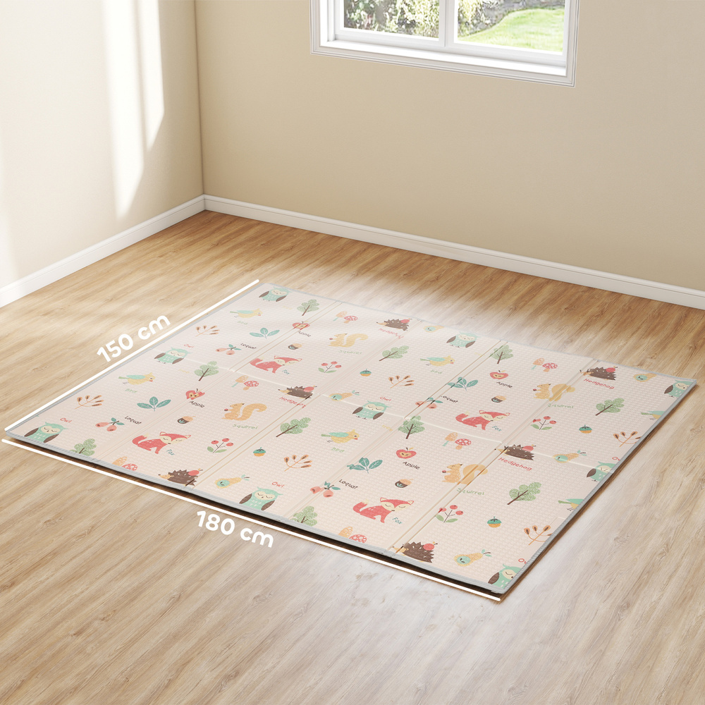 AIYAPLAY Foldable Baby Play Mat Double-Sided, Reversible Foam Soft Crawling Mat for Toddlers, for Bedroom, Nursery and Playroom