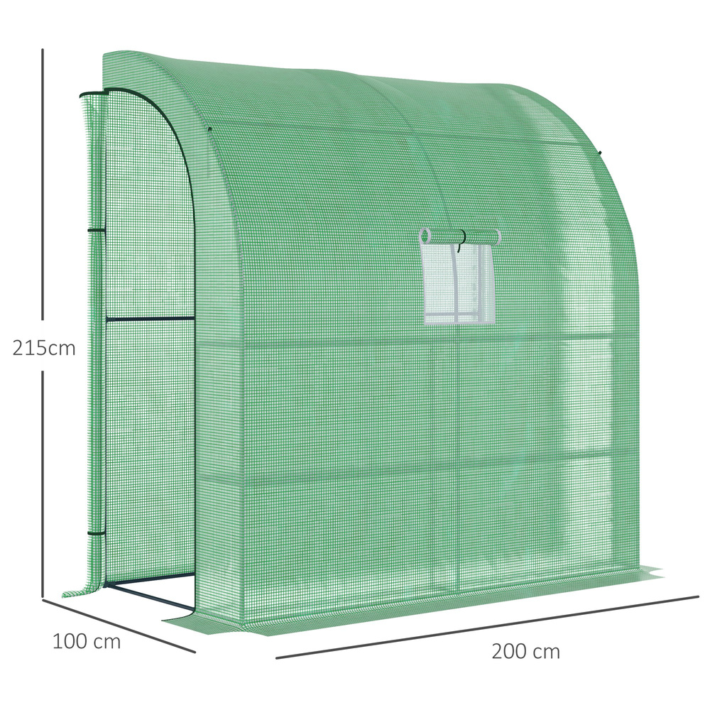 Outsunny Small Lean to Greenhouse 3-Tier with Shelves Outdoor, Green