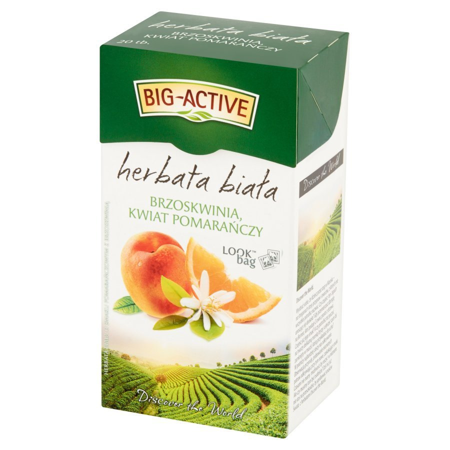 Big-Active Herbata Biała o Smaku Brzoskwini Wzbogacona Kwiatem Pomarańczy 20x1.5g