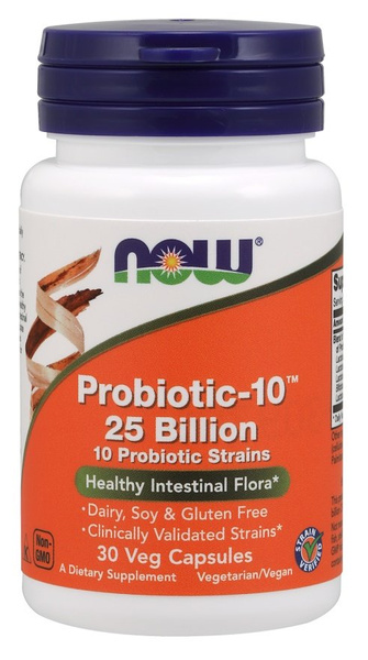 Now Foods Probiotic-10 25 Billion Probiotic Bacteria for Digestive & Immunity Support 30 Vcapsules