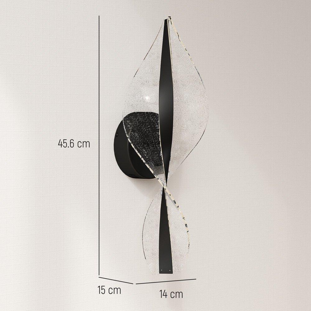 HOMCOM Led Wall Lamp 2 Pack, 13W Modern Indoor Spiral Wall Light, Colour Temperature Adjustable 3000K/4000K/6500K, for Bedroom, Living Room, Hallway, Stairs, Black