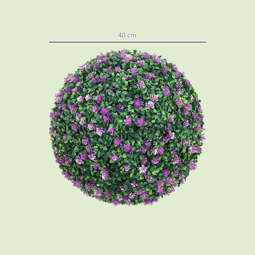 HOMCOM Set of Two Artificial Boxwood Balls Plants - Purple