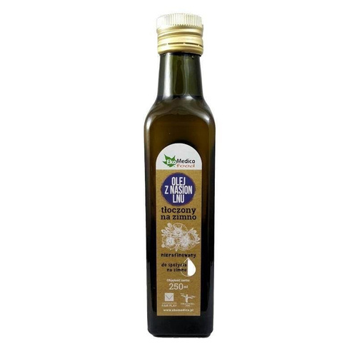 EkaMedica Olej z Nasion Lnu z Witaminą E Wysoką Zawartością Kwasów Tłuszczowych Omega-3 250ml