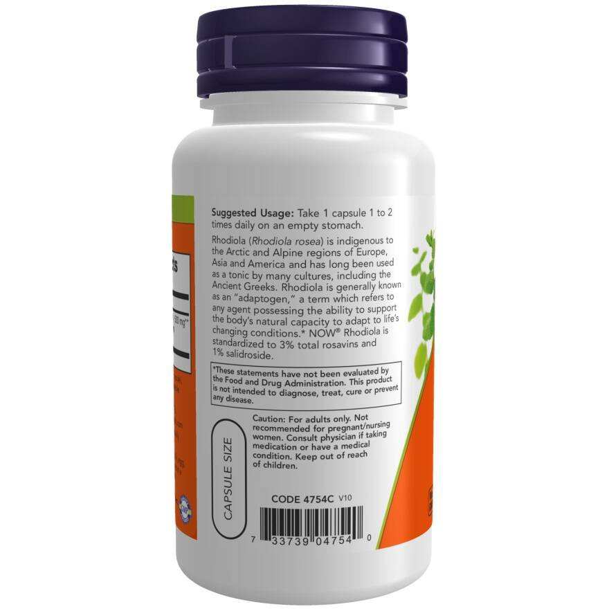 Now Foods Rhodiola 500mg Rhodiola Rosea Supports Nervous System Relieves Anxiety & Insomnia 60 Capsules