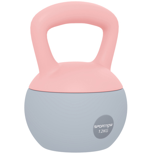 SPORTNOW 12KG Soft Kettlebell, Kettlebell with Non-Slip Handle for Home Gym, Weight Lifting, Strength Training, Pink/Grey