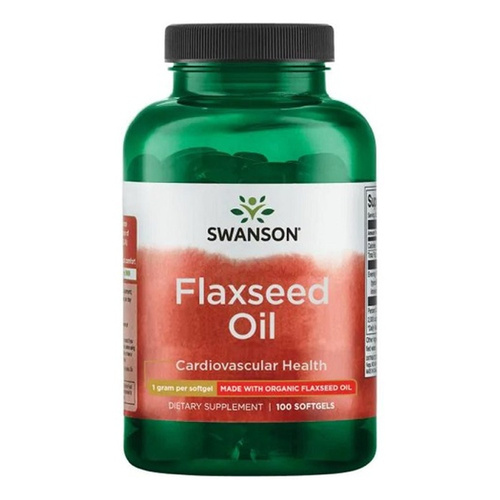 Swanson Olej Lniany 1000mg z Kwasami Omega 3-6-9 100 Kapsułek Best Before 31.10.26